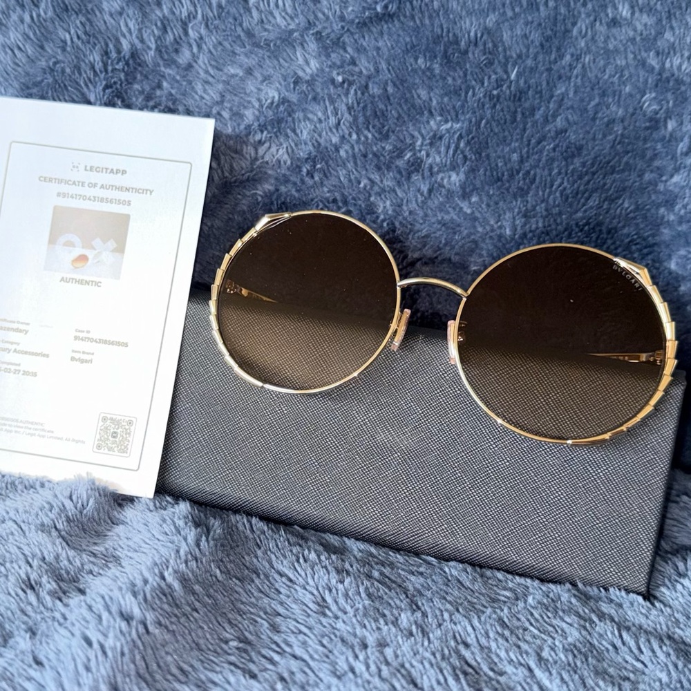Bvlgari Gold Round Frame Women’s Sunglasses